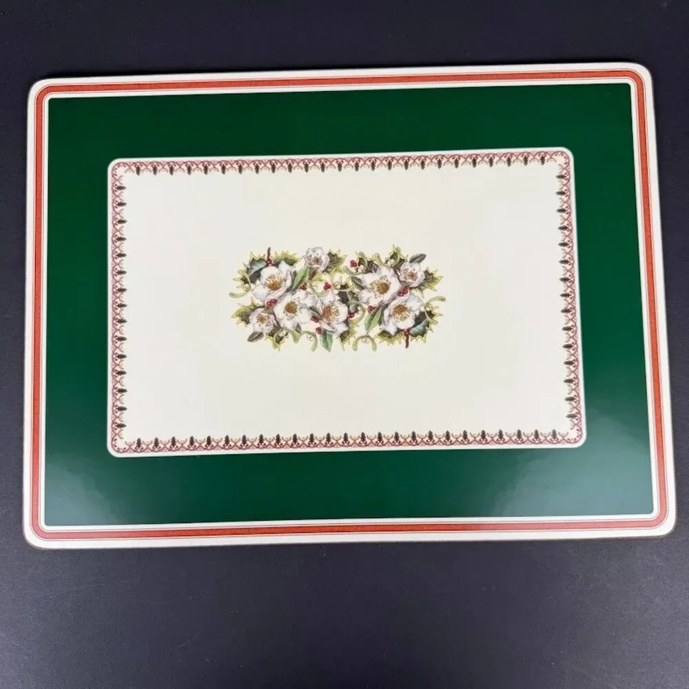 Set of 4 Spode Christmas Rose Cork & Acrylic Finish 16x12 Placemats Made England